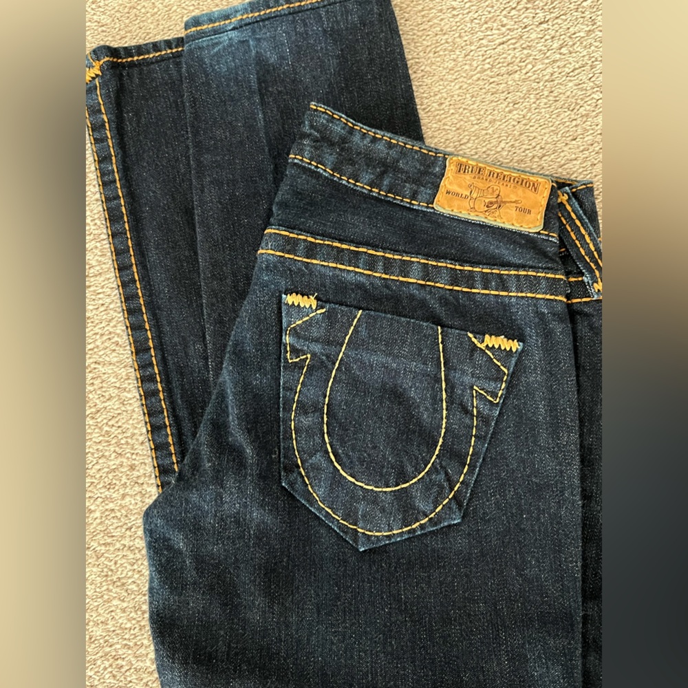 True Religion Straight Leg Dark Blue Denim Jeans - Picture 11 of 14